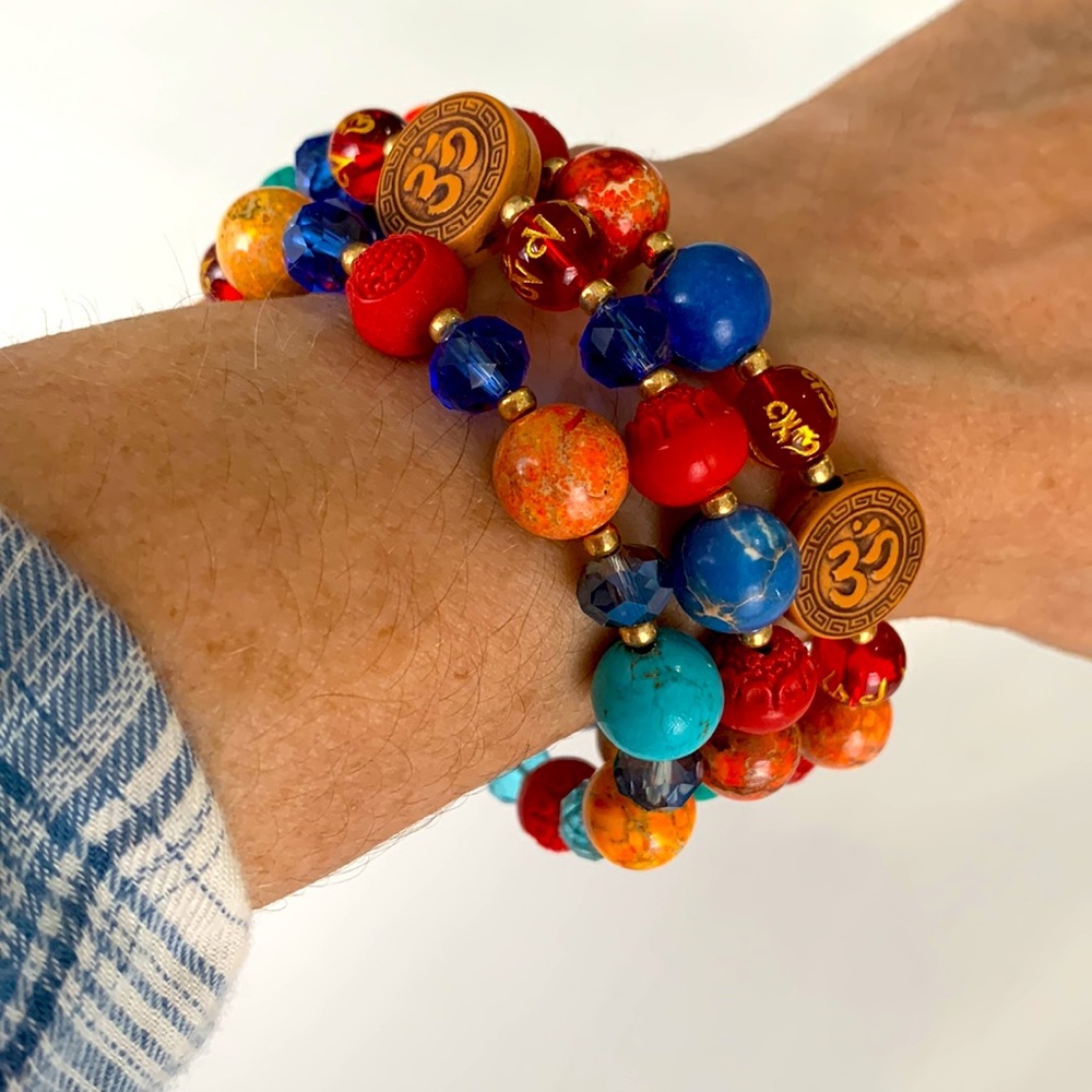 CELEBRATING LIFE BRACELET 6”DIA- Colorful Beautiful Natural Stones!